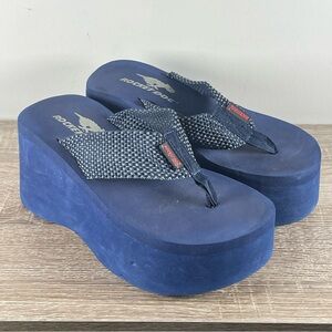 Y2K Rocket Dog Platform Flip Flops Wedge Thong Sandals - Size 8